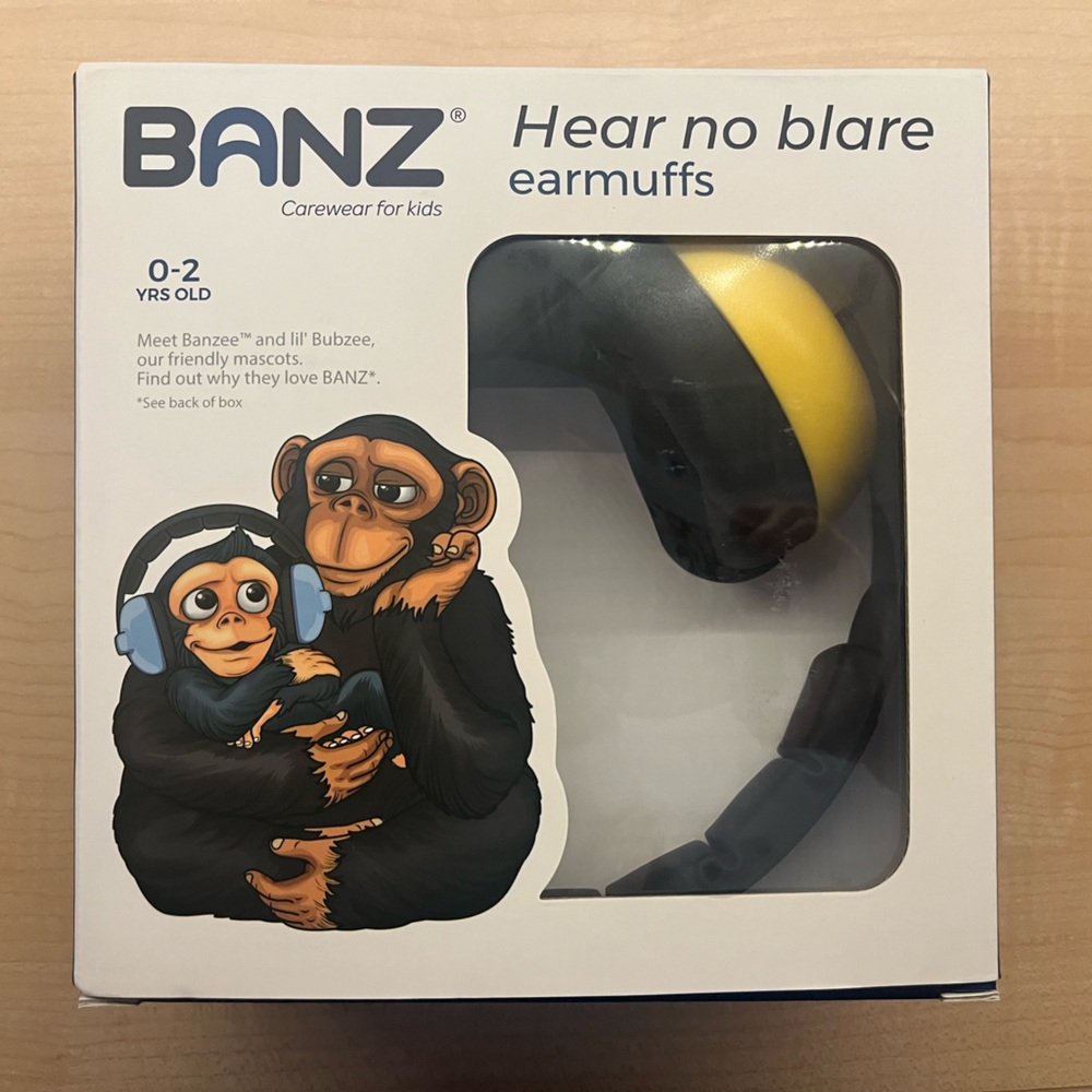 NIB - Banz Kids Earmuffs - Yellow and Black